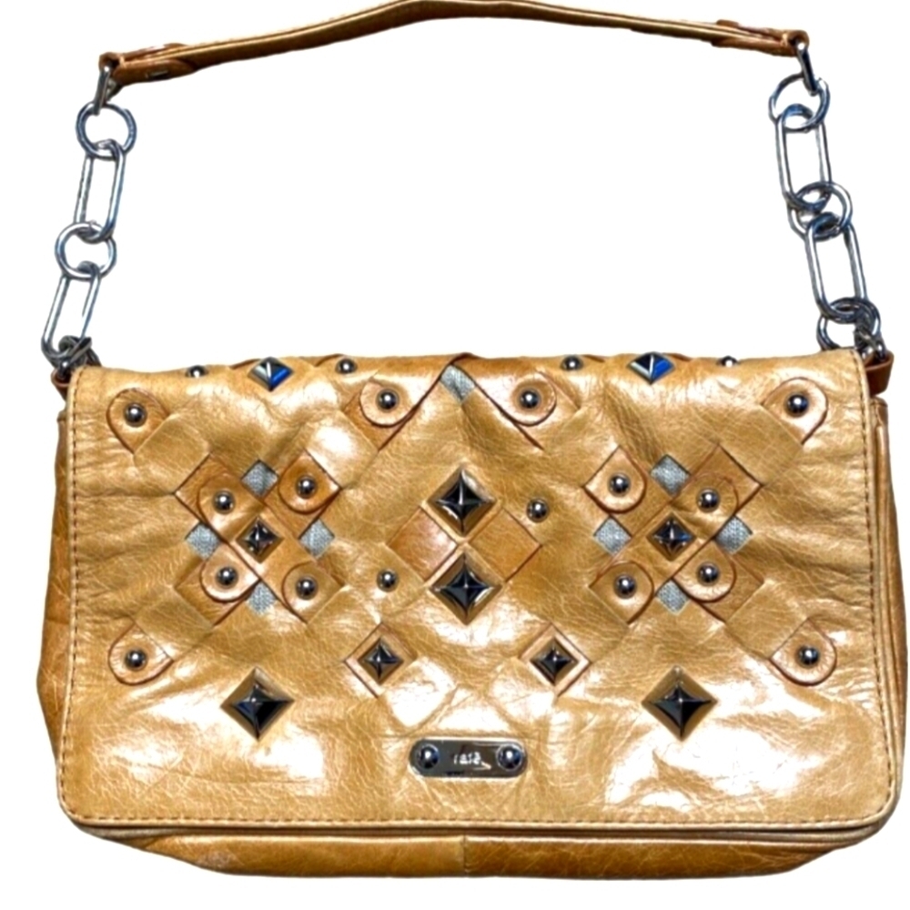 Rafe Studded Tan Leather Shoulder Bag
